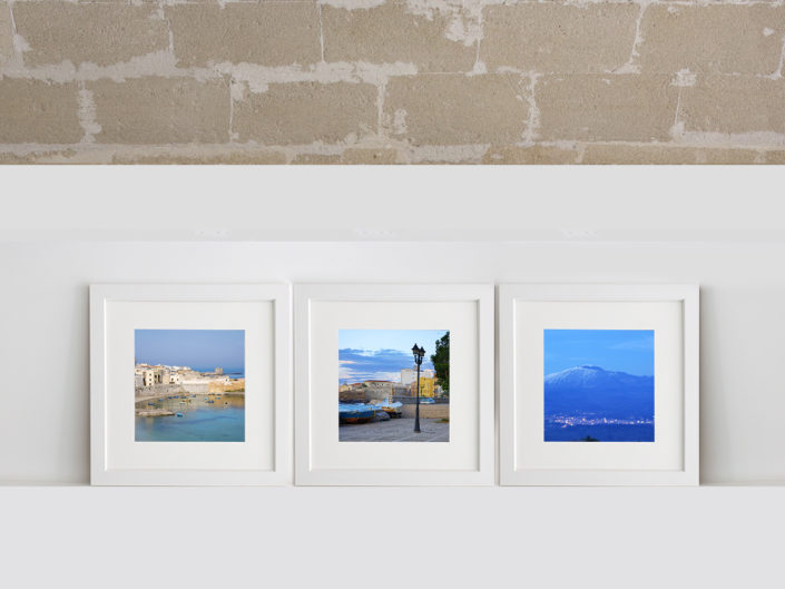 Fotografie colorate di paesaggi in formato quadrato trittico per arredare ambienti moderni con foto d'autore