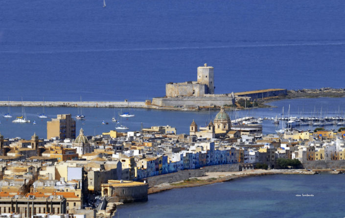 Stampa su tela o carta fineart artistica di Trapani con i due mari
