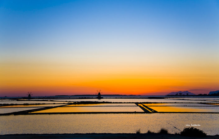 Tramonto sulle saline di Trapani da stampare su tela in formato personalizzato anche trittico