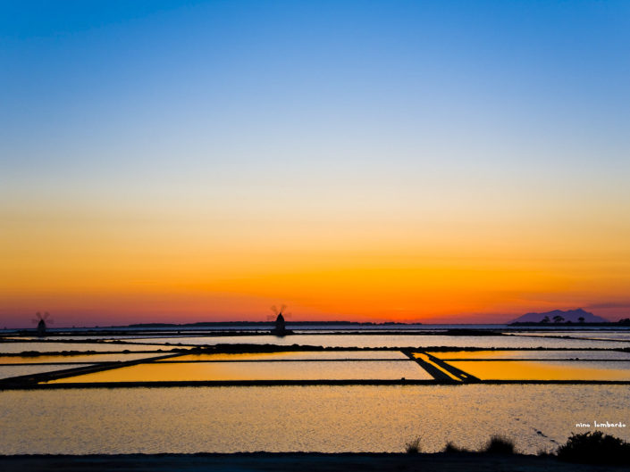 Tramonto sulle saline di Trapani da stampare su tela in formato personalizzato anche trittico