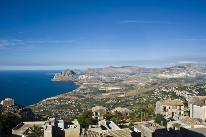 Stampa su tela per arredo di una fotografia panoramica scattata da Erice con Monte Cofano ed i mare